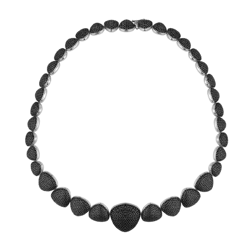 Colar Bold em Prata 925 com Rodio Negro e Safiras Negras